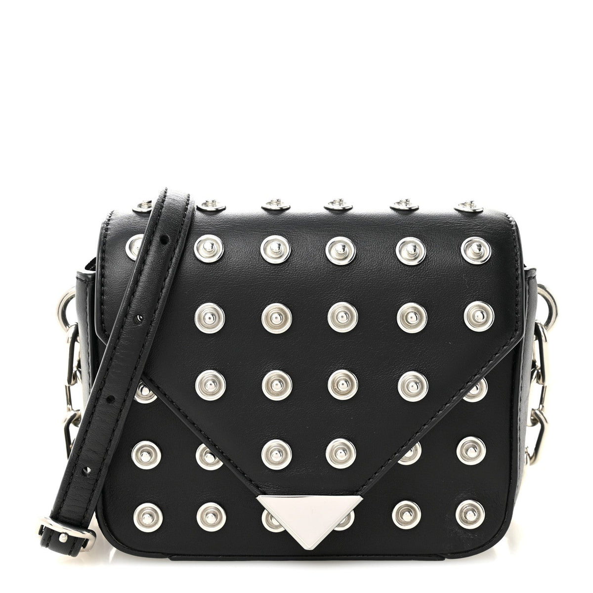 Calfskin Studded Mini Prisma Envelope Shoulder Black