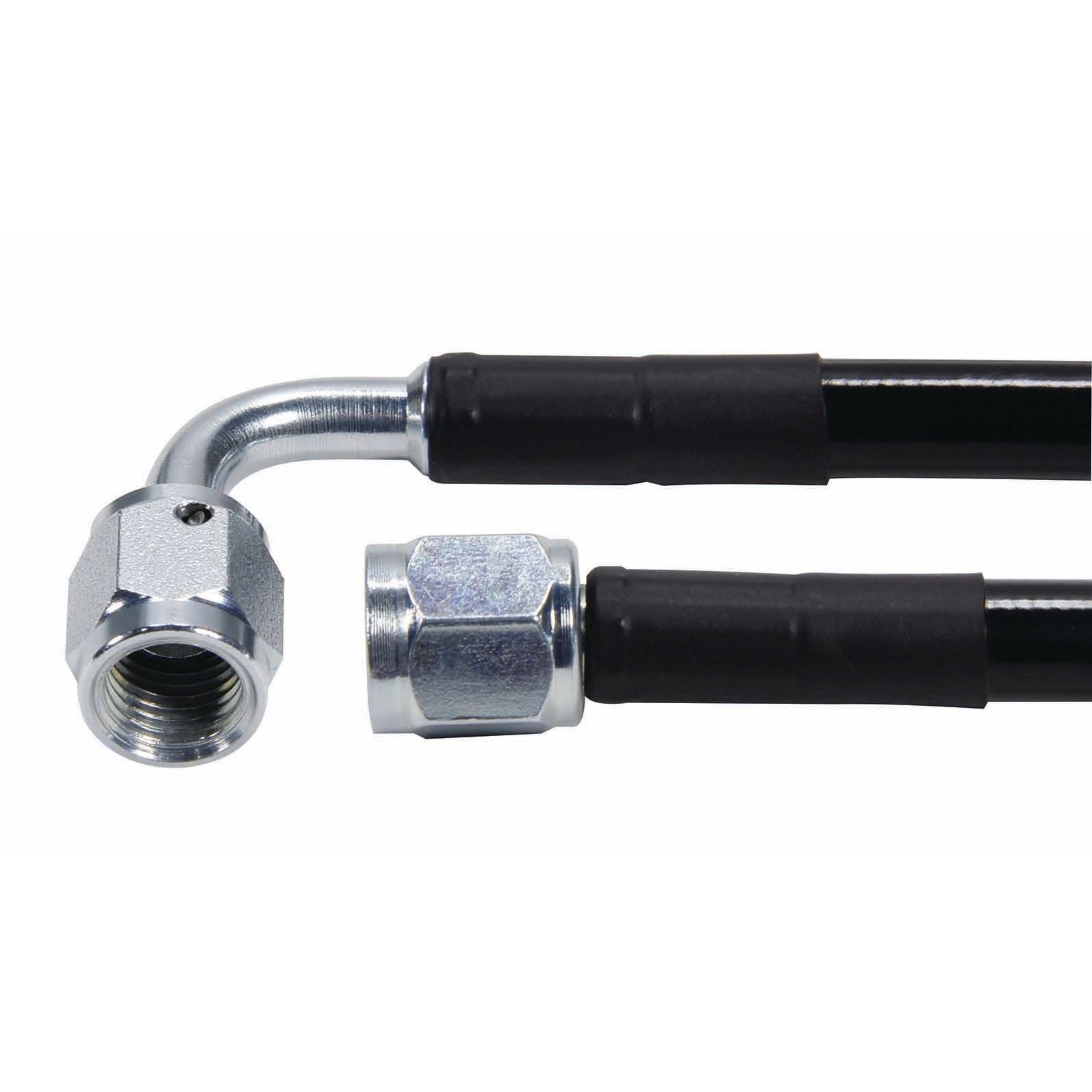 Allstar Performance #4 Coated Braided Steel Line -4 90/-4 Straight Steel Ends - 15" Long
