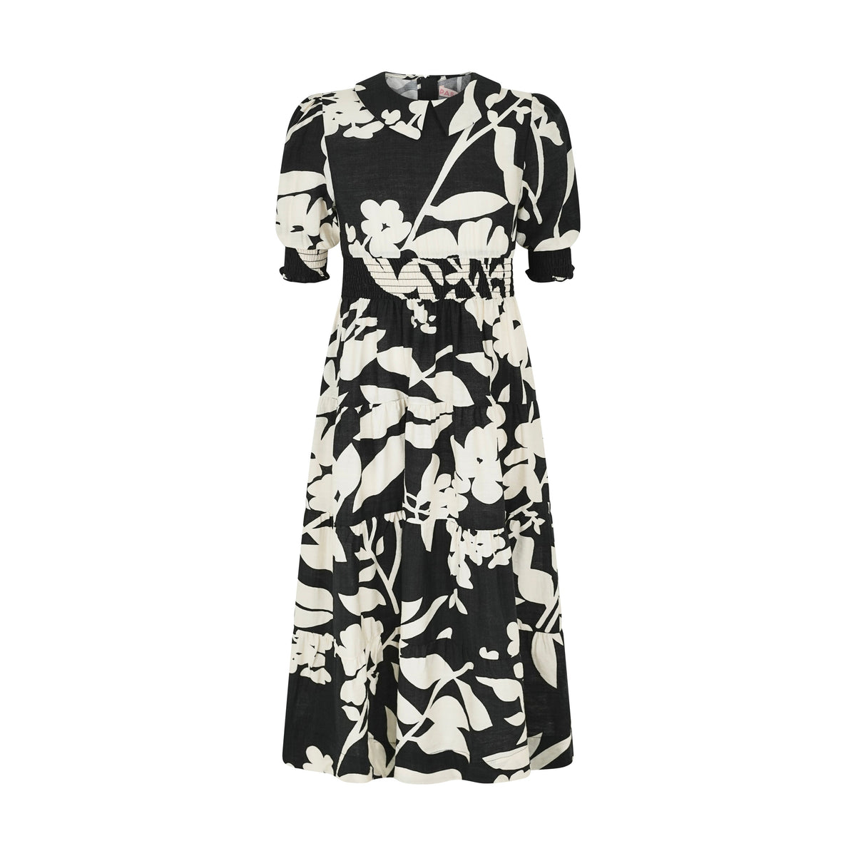 PASHMINI BLACK/WHITE FLORAL SMOCK WAIST MAXI DRESS [FINAL SALE]