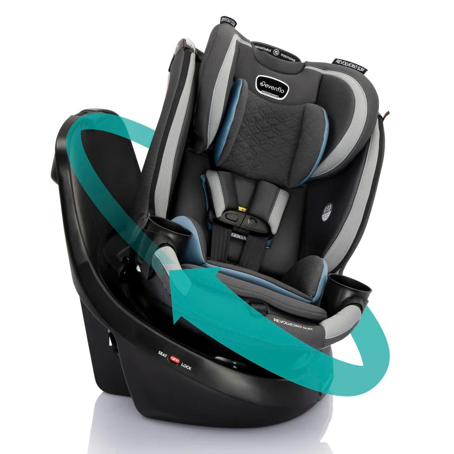 Revolve360 Slim 2-in1 w/ Quick Clean Car Seats - Convertible Evenflo Stow Blue