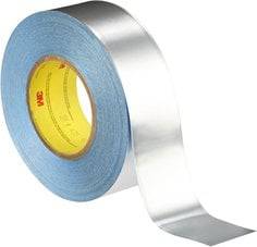 3M vibration damping tape 435 in silver, 3 inch by 36 yards, shown in roll with textured surface for vibration reduction.