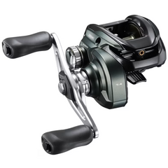 Shimano Curado M 200 baitcasting fishing reel with ergonomic dual handles and smooth drag system, designed for precision and durability in fishing tackle.