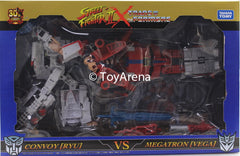 Takara Tomy Transformers X Street Fighter II Ryu (Convoy) Vs. Vega (Megatron) Action Figure Set Exclusive