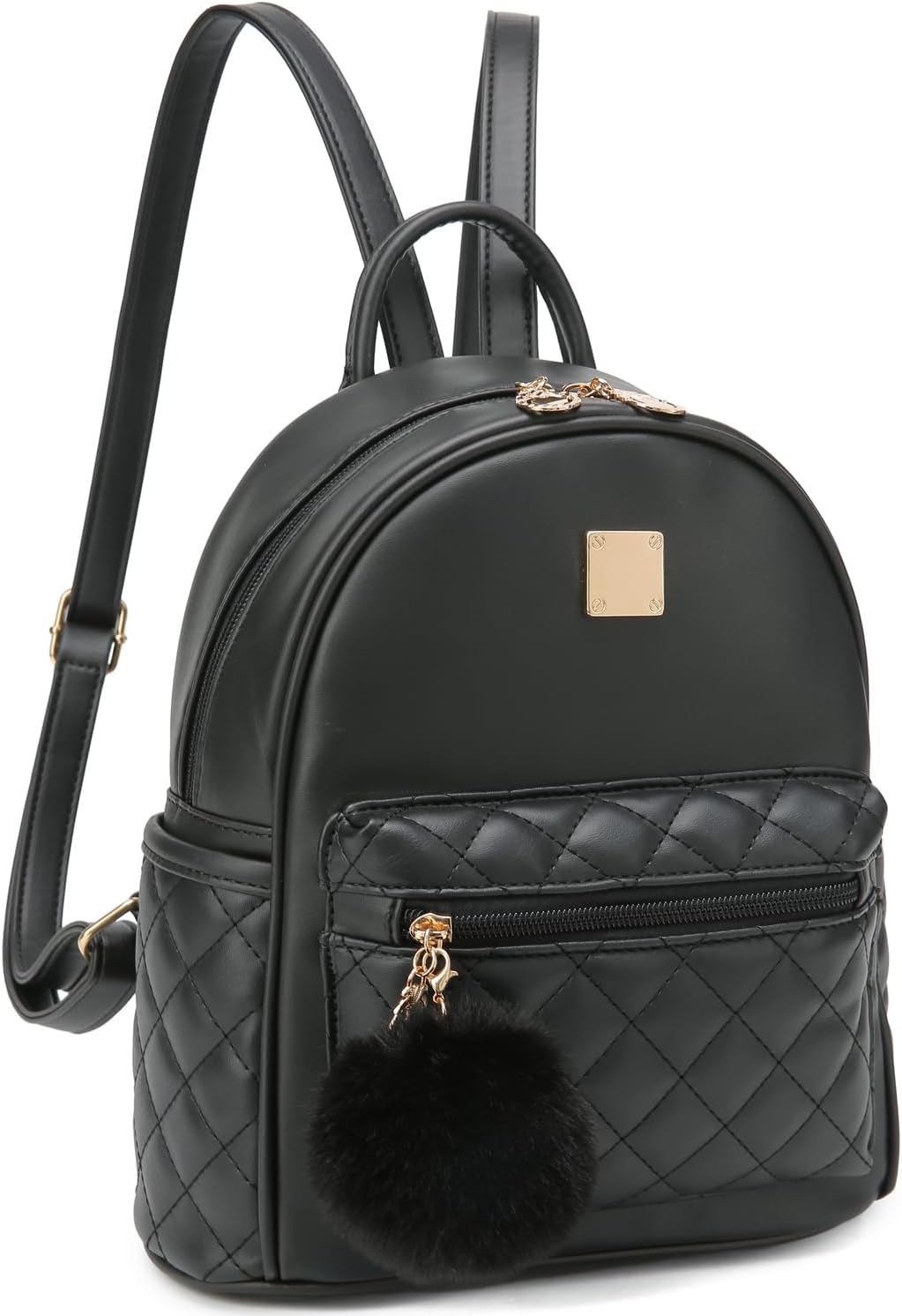 Barsine Girls Fashion Mini Backpack Purse Small Cute Plaid Leather Women Backpacks Little Bag (Black)