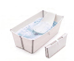 Stokke Flexi Bath Bundle - Foldable Bathtub + Newborn Support, White Grey