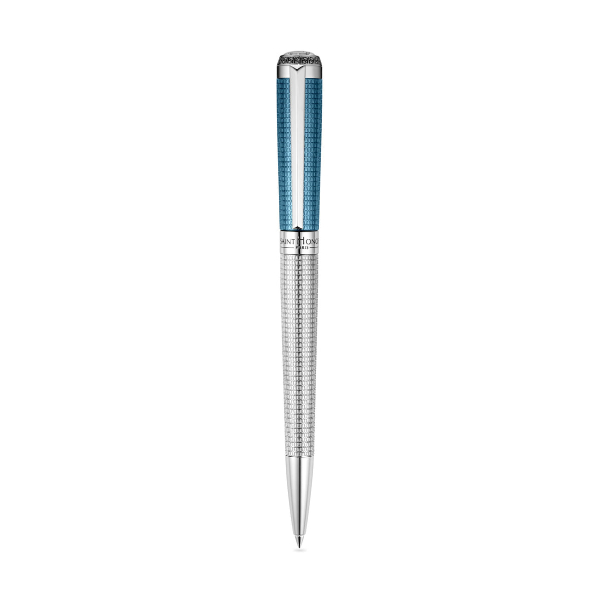 Saint Honore Matignon Ballpoint Pen Stainless Steel & Blue Lacquer Finish