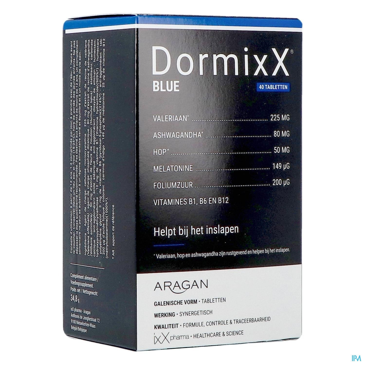 [[locale: nl]] Verpakkingsfoto Dormixx Blue | 40 tabletten | Natuurlijke slaaphulp