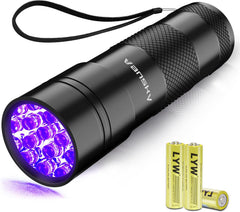 UV Light 395nm Blacklight Flashlight: Vansky 12 LED Black Light Mini Pet Urine Detection for Invisible Dog/Cat Dried Urine Stains on Carpet, Scorpion Finder, Resin Curing