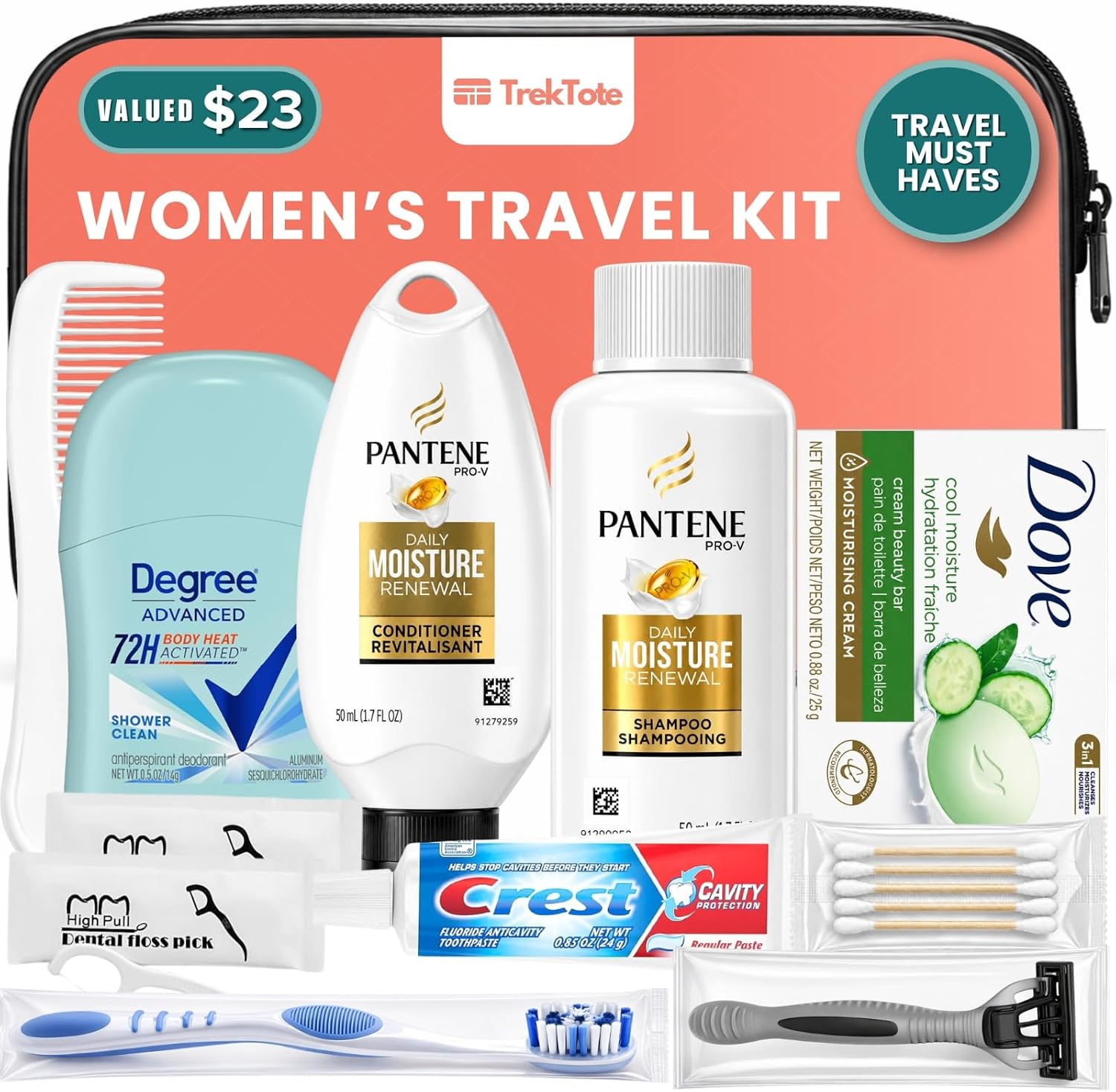 Travel Essentials For Women TSA Approved Toiletry Bag & Travel Size Kit