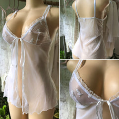 Sexy White Mesh Lingerie Top Tied