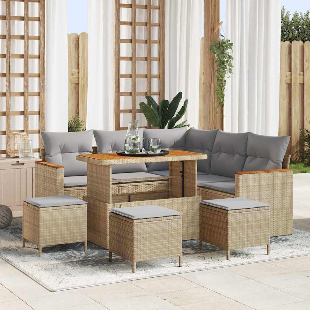 Tuin Sofa Set met kussen met opslag Beige Poly riet