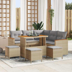 Tuin Sofa Set met kussen met opslag Beige Poly riet