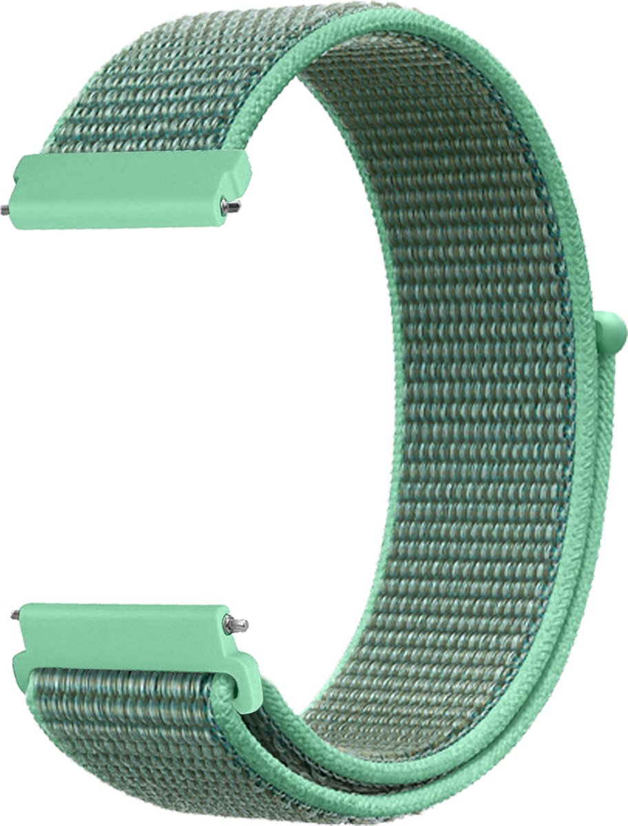 YONO Nylon Velcro Smartwatch Bandje 20mm - Horlogebandje geschikt voor Samsung Galaxy Watch 7 / 6 / 5 / Pro / 4 / 3 / Active 2 - Polar Ignite / Unite – Huawei - Mintgroen