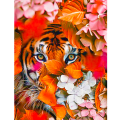 Diamond painting - Tijger Bloemen