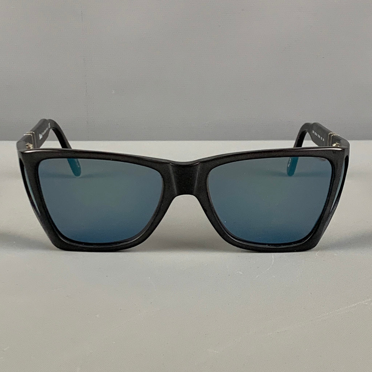 PERSOL Black Blue Acetate Shield Sunglasses