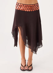 Alphia Beaded Midi Skirt - Chocolate