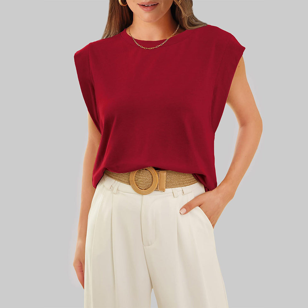Drune | Damen Frühling und Sommer Rundhals ärmelloses T-Shirt