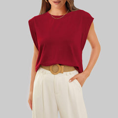 Drune | Damen Frühling und Sommer Rundhals ärmelloses T-Shirt