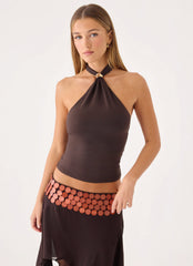 Amelina Halter Top - Chocolate