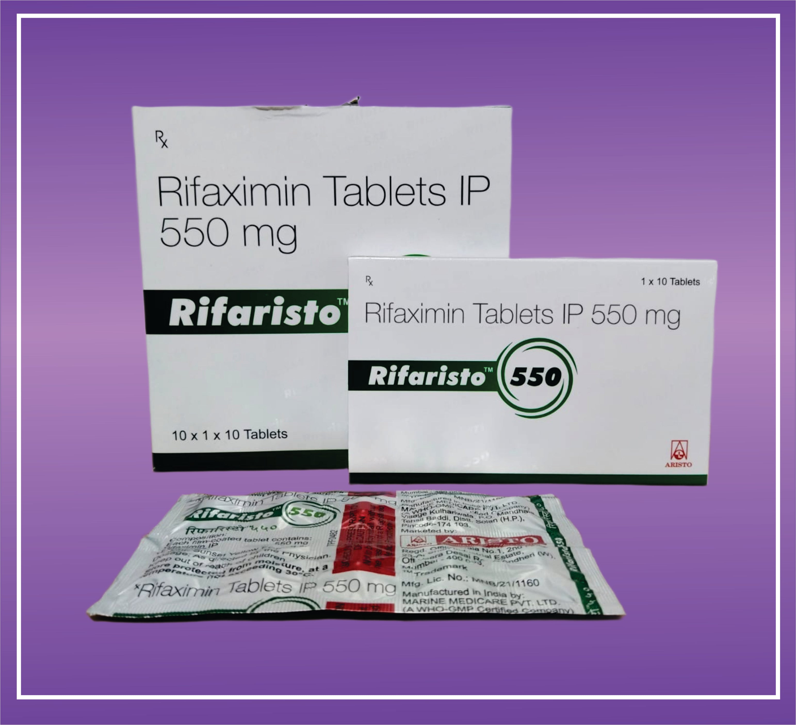 Rifaristo 550 Tab (10x1x10) Rifaximin 550mg by Aristo