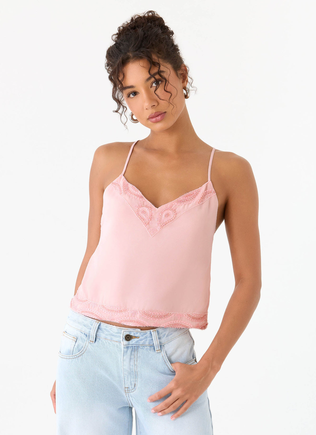 Avania Beaded Top - Pink