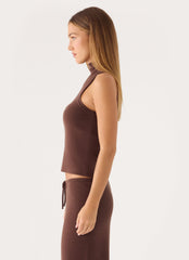 Aviara Knit High Neck Top - Chocolate