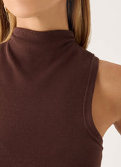 Aviara Knit High Neck Top - Chocolate