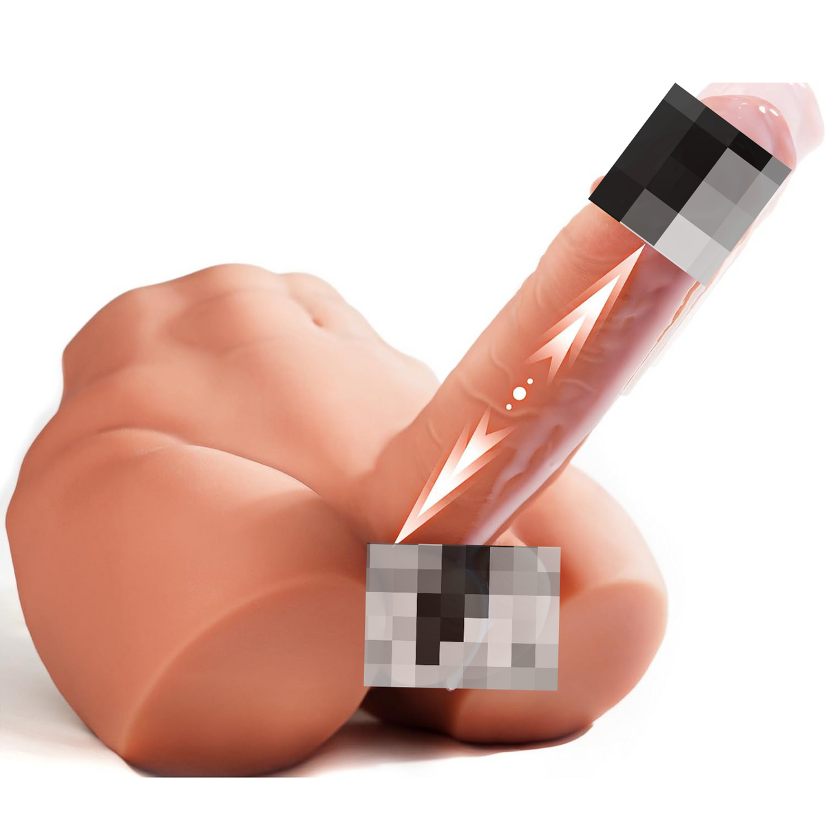 Male Torso Sex Doll with 7.3" Thrusting Dildo, Vibrating Anal & G-Spot Stimulator