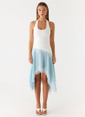 Brionee Midi Dress - Pale Blue White
