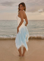 Brionee Midi Dress - Pale Blue White