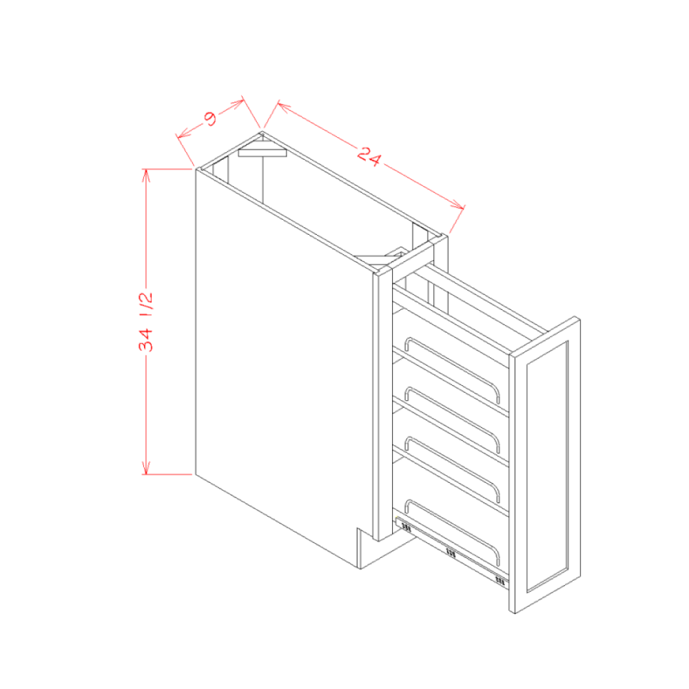 BT9PO – 9″ Base Cabinet with Shelf Pullout | Shaker Style