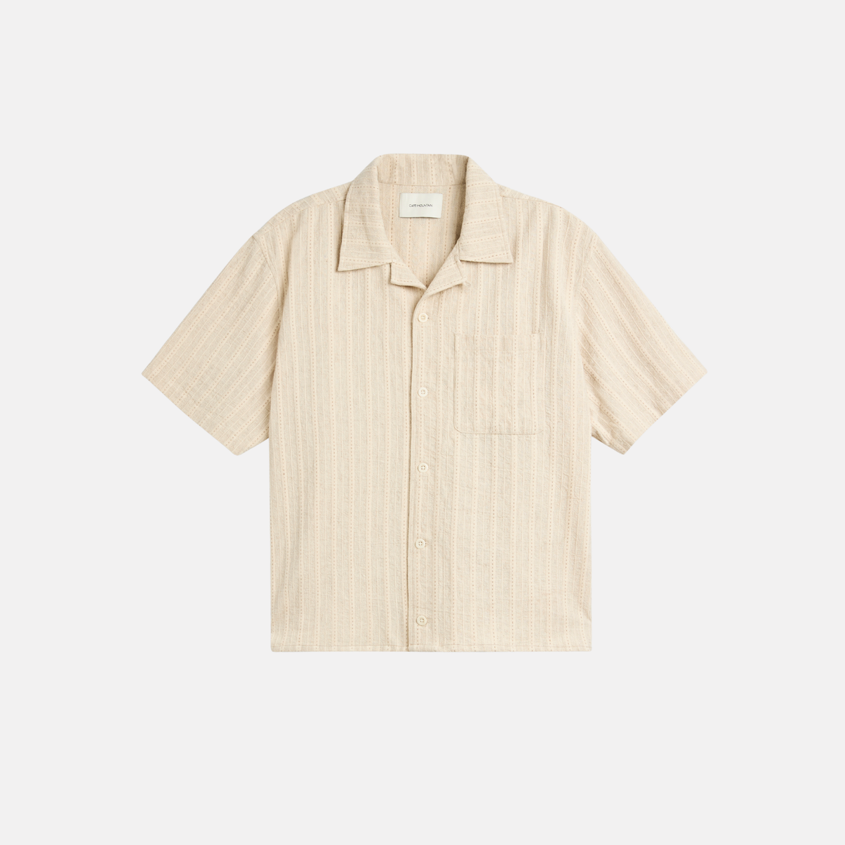 Cafe Mountain Jacquard Stripe Vacation Shirt - Ecru Stripe