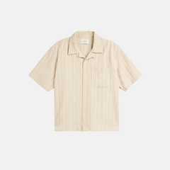 Cafe Mountain Jacquard Stripe Vacation Shirt - Ecru Stripe