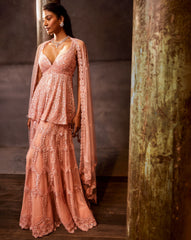 Rose Pink Sequin Sharara Set