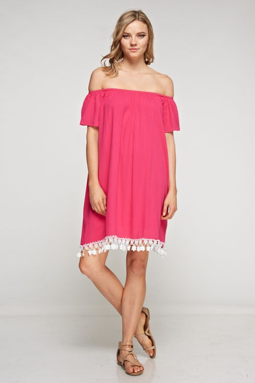 Off Shoulder Crochet Detail Dress - Dress Album