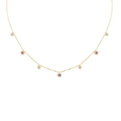 .30ct G SI 14K Yellow Gold Diamond & Ruby Pendant Necklace 16 + 2" Ext