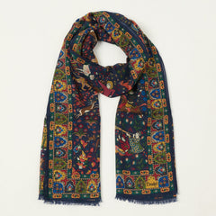 Drake's 'Moghul Garden' Wool/Silk Scarf - Navy