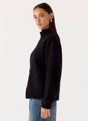 Davy Knit Zip Jacket - Black