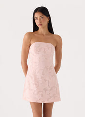 Della Lace Strapless Mini Dress - Pink