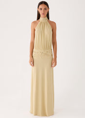 Donyale Halter Maxi Dress - Pale Olive