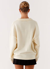 Dorian Button Knit Sweater - Ivory