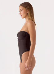 Emberly Strapless Swimsuit - Chocolate Tropic Floral