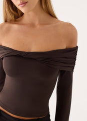 Emmely Off Shoulder Top - Chocolate