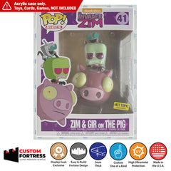 Custom Acrylic Hard Case for POP RIDES ZIM & GIR ON PIG #41 Funko Pop Grail Boxes (3mm thick, UV Resistant) Fits 9.5h x 7.25w x 7d