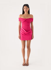 Farida Off Shoulder Mini Dress - Fuchsia