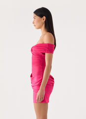 Farida Off Shoulder Mini Dress - Fuchsia