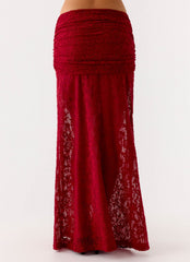 Farruko Jacquard Maxi Skirt - Dark Cherry