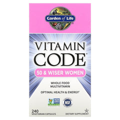 Garden of Life, Vitamin Code - 50 & Wiser Women's Multivitamin, 240 Vegetarian Capsules UPC 658010114189 | HiLife Vitamins