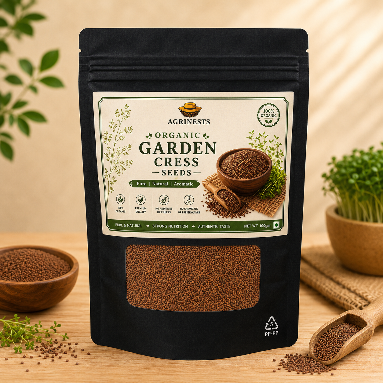 Organic Garden Cress Seeds 100gm