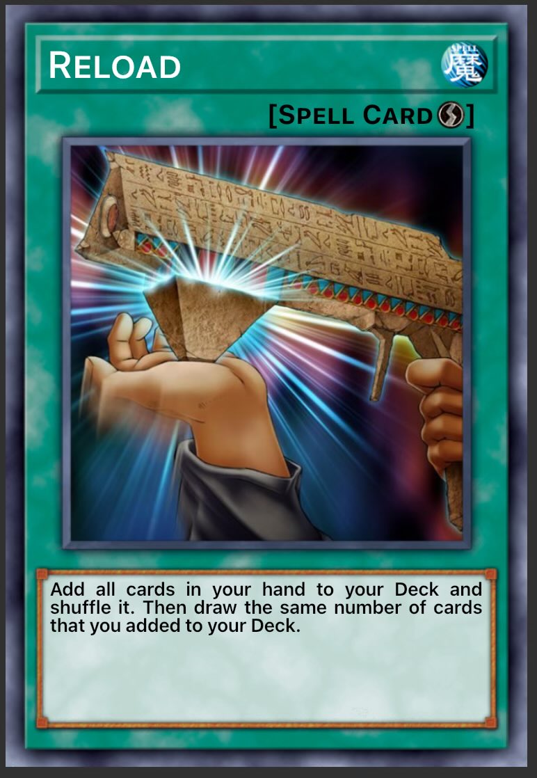 Honestly one of my favorite card arts in Yugioh. Cuz like…look at this stupid fucking thing. It's an egyptian pyramid gun with another pyramid for a magazine. It has hieroglyphs on it